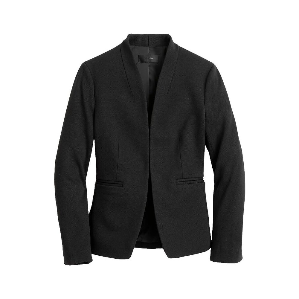 NWT J.Crew Going Out Blazer in Black Stretch Twill Open Front Jacket 6